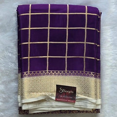 Gajal Purple White Crepe Silk Saree