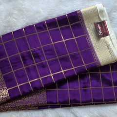 Gajal Purple White Crepe Silk Saree