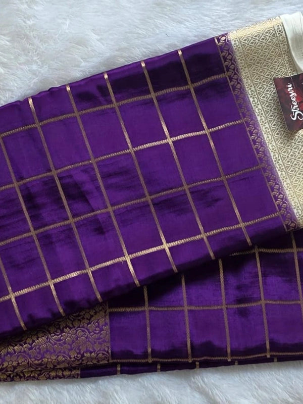Gajal Purple White Crepe Silk Saree