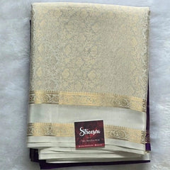 Gajal Purple White Crepe Silk Saree