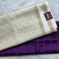 Gajal Purple White Crepe Silk Saree