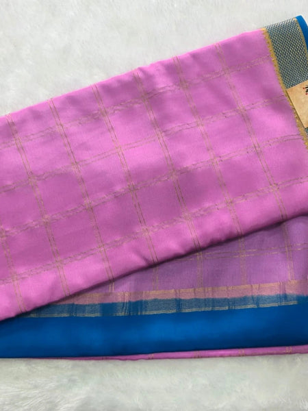 Pure Mysore Crepe Checks Saree