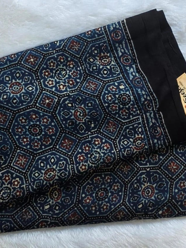 Pure Modal Black 1 Ajrak Print Saree