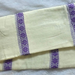 Bengal White Lavender Cotton Saree