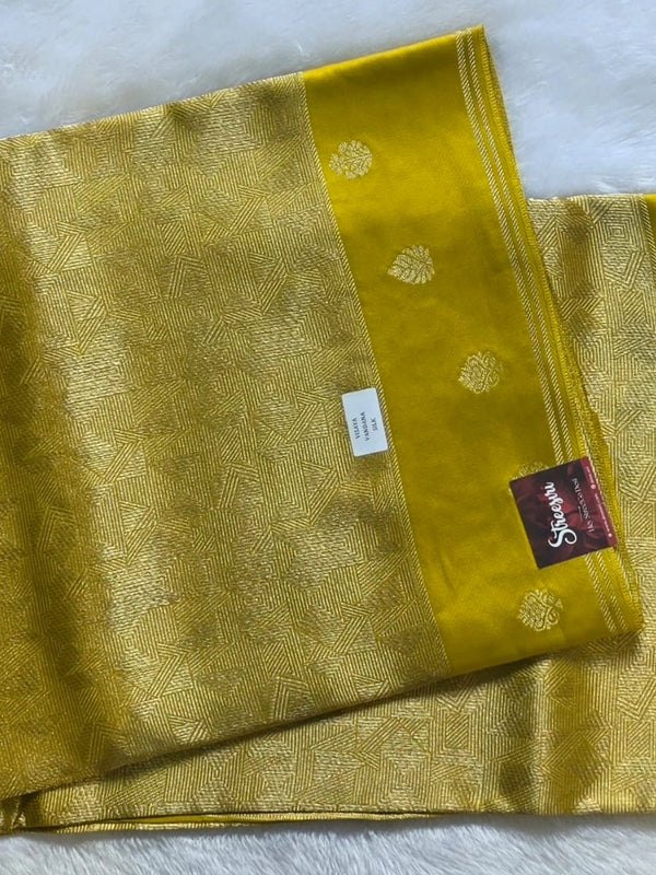 Brocade Mustard Tussar Silk Saree