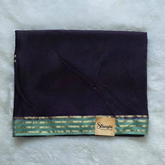 Plain Contrast Purple Viscose Crepe Silk Saree