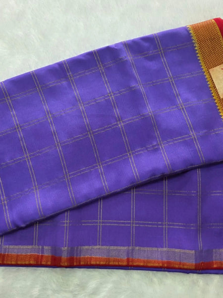 Pure Mysore Crepe Checks Saree
