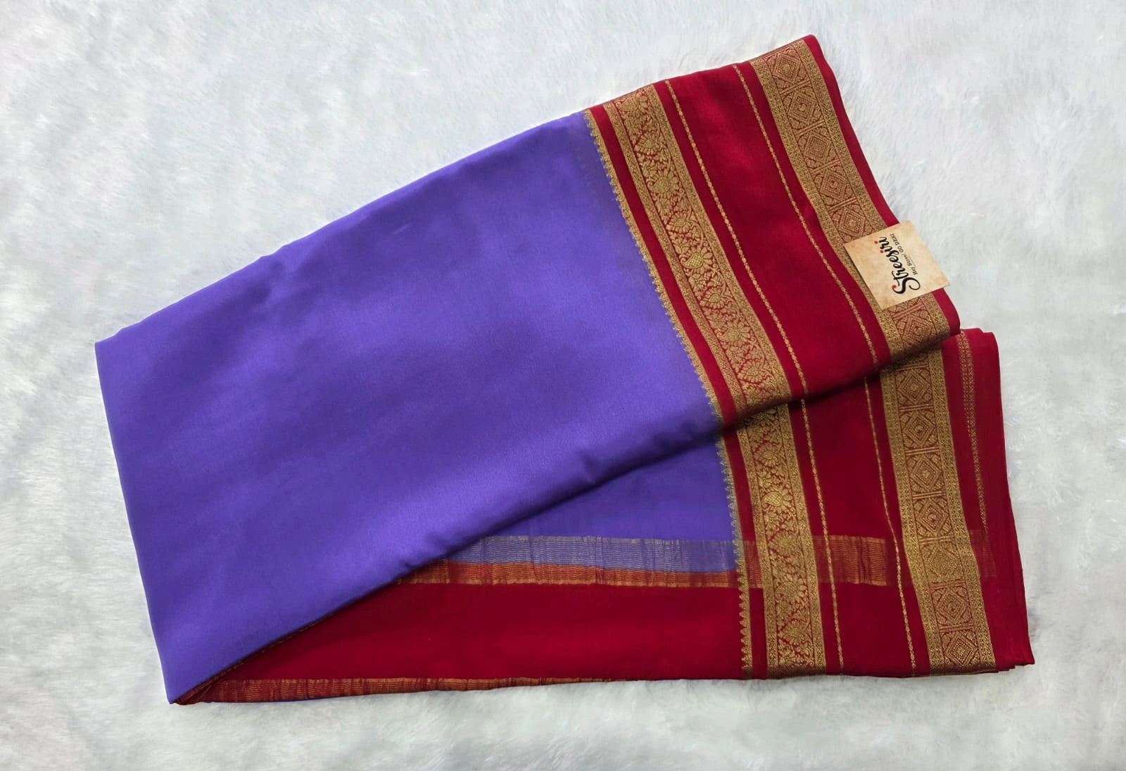 Pure Mysore Crepe Lavender Red