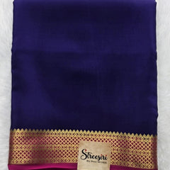 Pure Mysore Crepe Dark Purple Pink Silk Saree