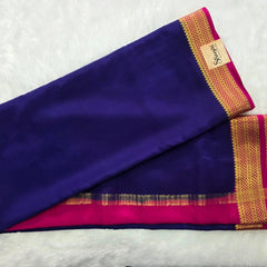 Pure Mysore Crepe Dark Purple Pink Silk Saree