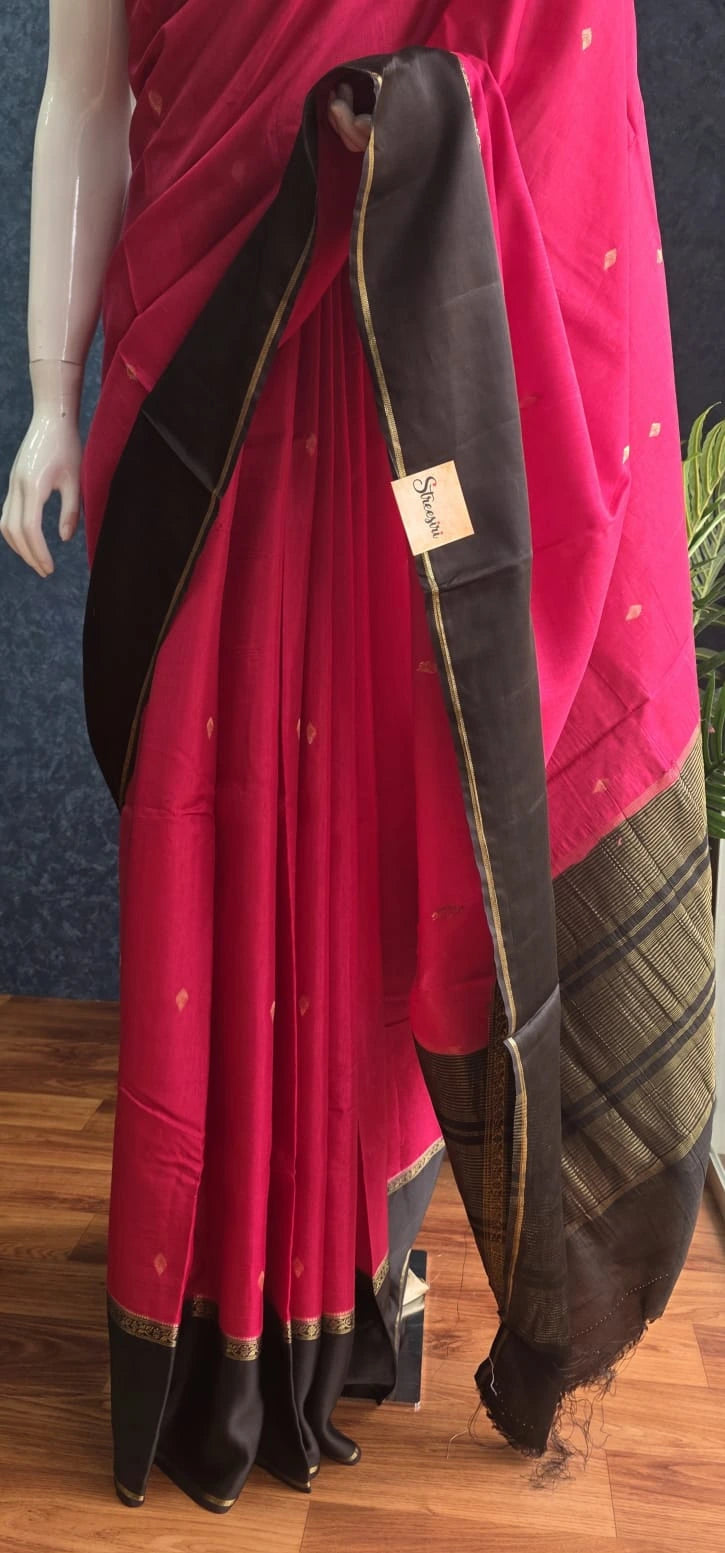 Semi Silk Bentex Border Pink Black