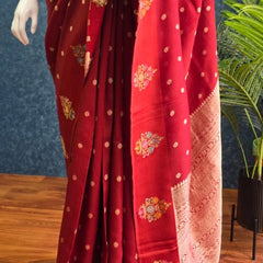 Self Rust Orange Tussar Silk Saree