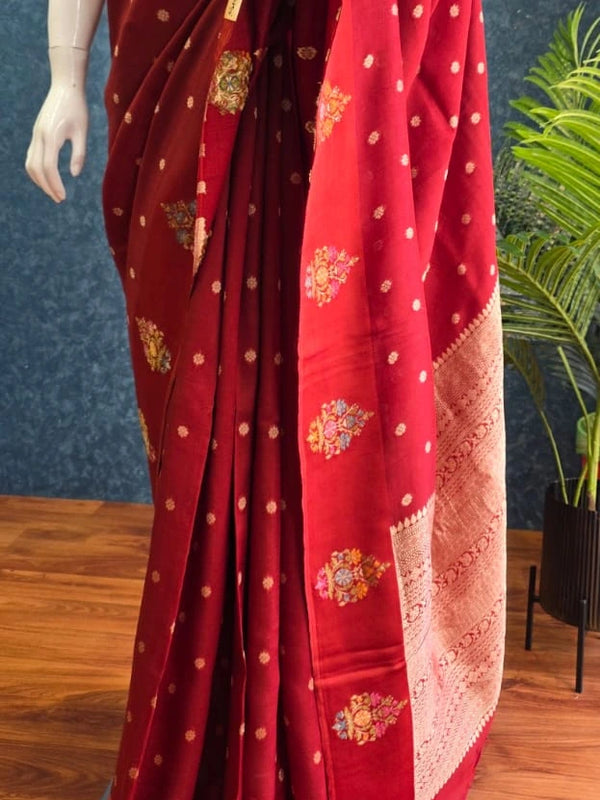 Self Rust Orange Tussar Silk Saree
