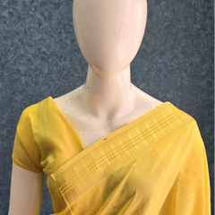 Checks Border Yellow Semi silk Saree