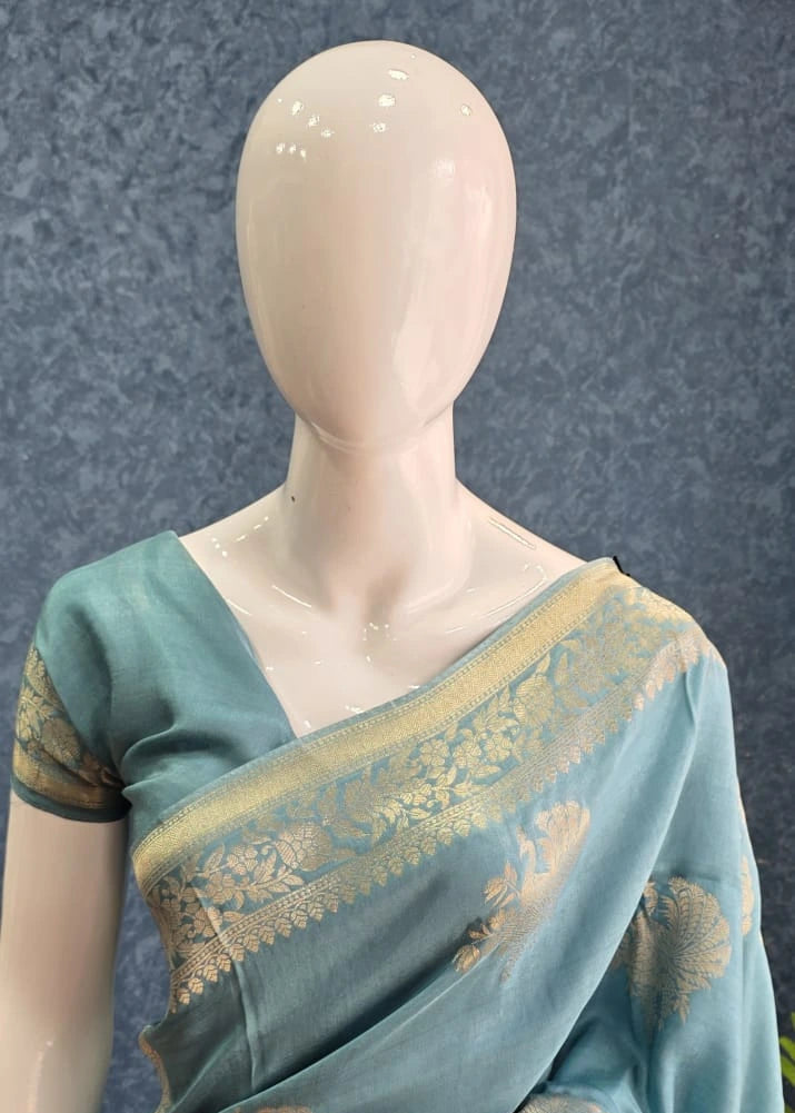 Semi Silk Light Ice Blue  Gold