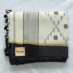 Bengal Cotton White Black Saree