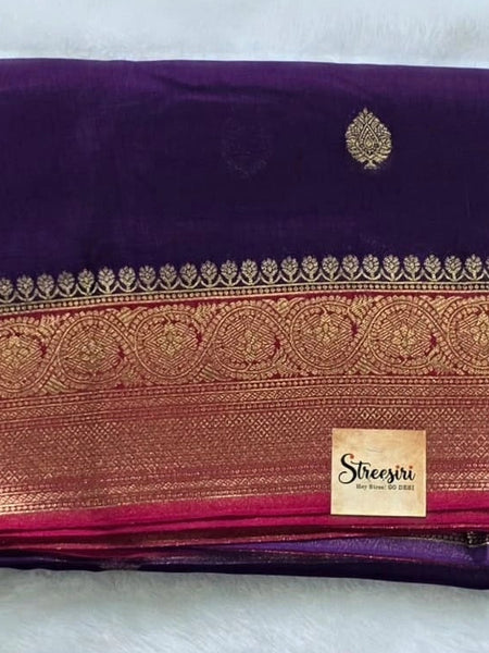 Viscose Dola -Orange And Purple Saree