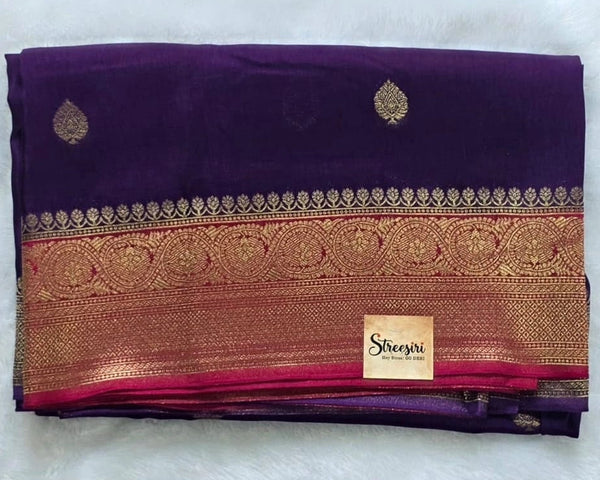 Viscose Dola -Orange And Purple Saree
