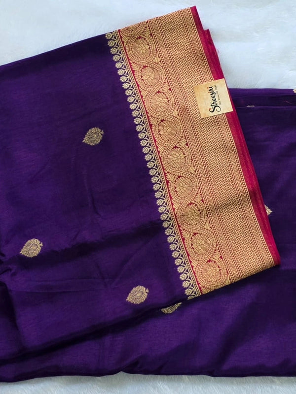 Viscose Dola -Orange And Purple Saree