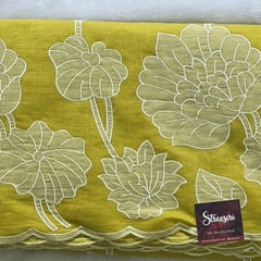 Mulchanderi Mustard Applique Work Saree