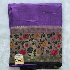 Moonga paithani Dark Lavender Flower