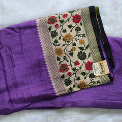 Moonga paithani Dark Lavender Flower