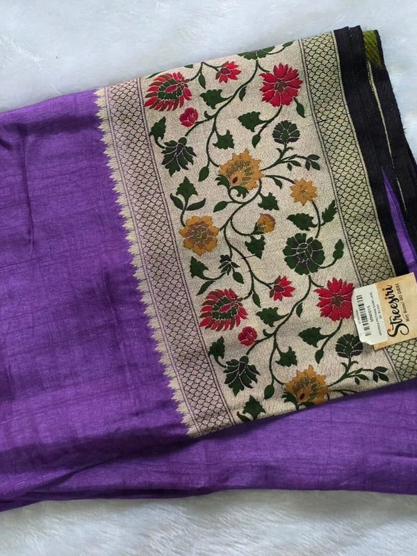 Moonga paithani Dark Lavender Flower