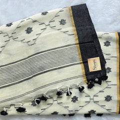 Bengal Cotton White Black Saree