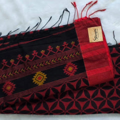 Bengal Grey Red Cotton Saree