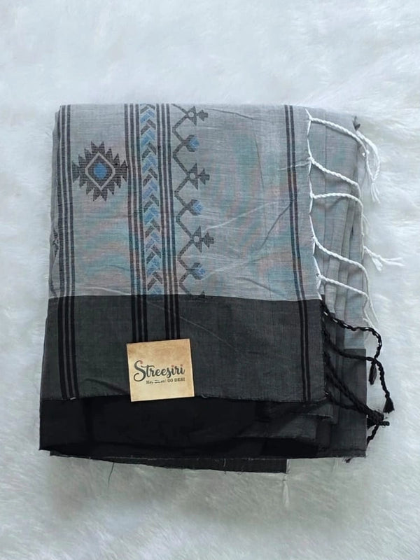 Bengal Grey Cotton Saree