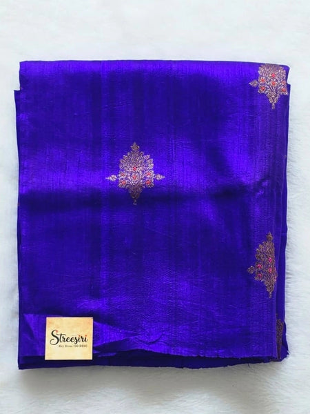 Floral Purple Raw Mango Silk Saree