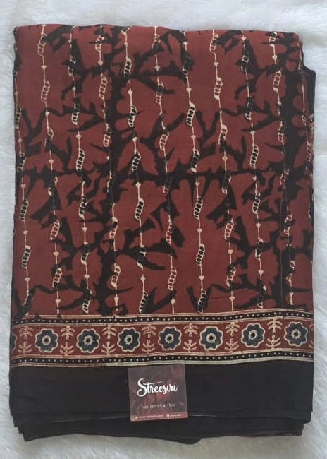 Pure Modal Ajrak Print Saree