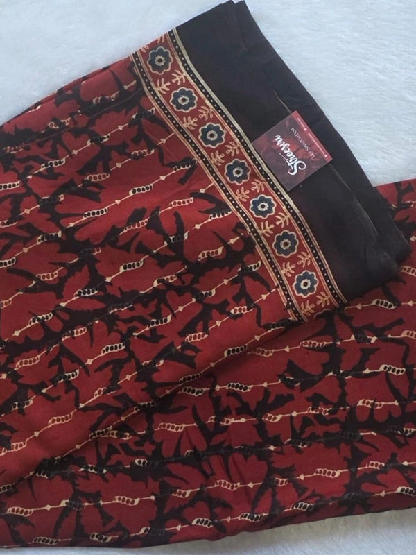 Pure Modal Ajrak Print Saree