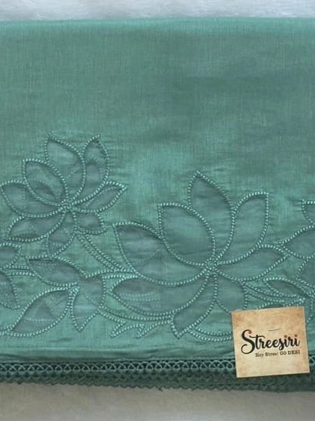 Embroider Pista Green Viscose Saree