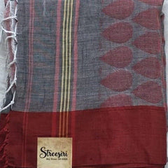 Bengal Grey Red Cotton Saree