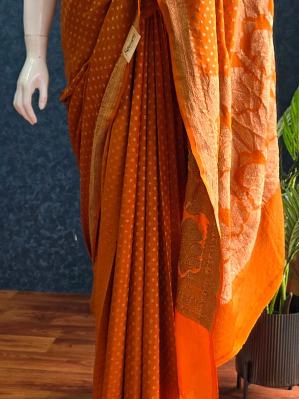 Pure Banarasi Crepe Silk Saree Self