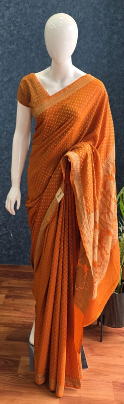 Pure Banarasi Crepe Silk Saree Self