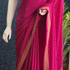 Pure Banarasi Crepe Silk Saree Self