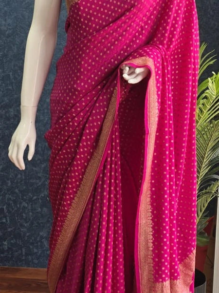 Pure Banarasi Crepe Silk Saree Self