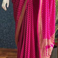 Pure Banarasi Crepe Silk Saree Self