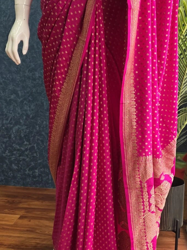 Pure Banarasi Crepe Silk Saree Self