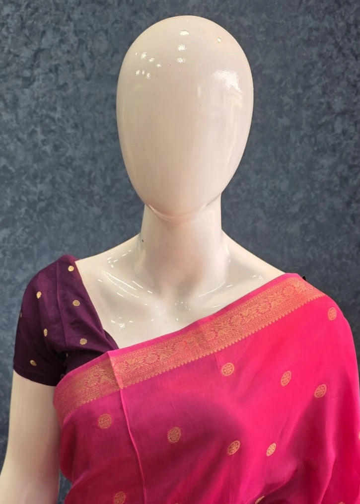 Semi Silk Middle Checks Pink wine