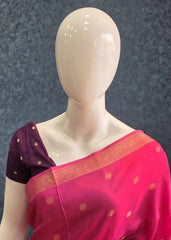 Semi Silk Middle Checks Pink wine