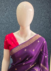 Semi Silk Middle Checks Purple Pink