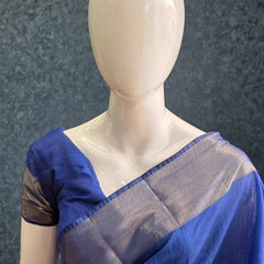 Self Blue Semi Silk Saree