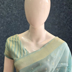 Floral Light Blue Tussar Silk Saree