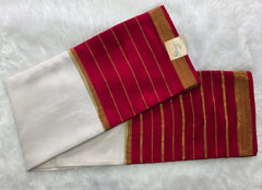 Pure Mysore Silk off white Red