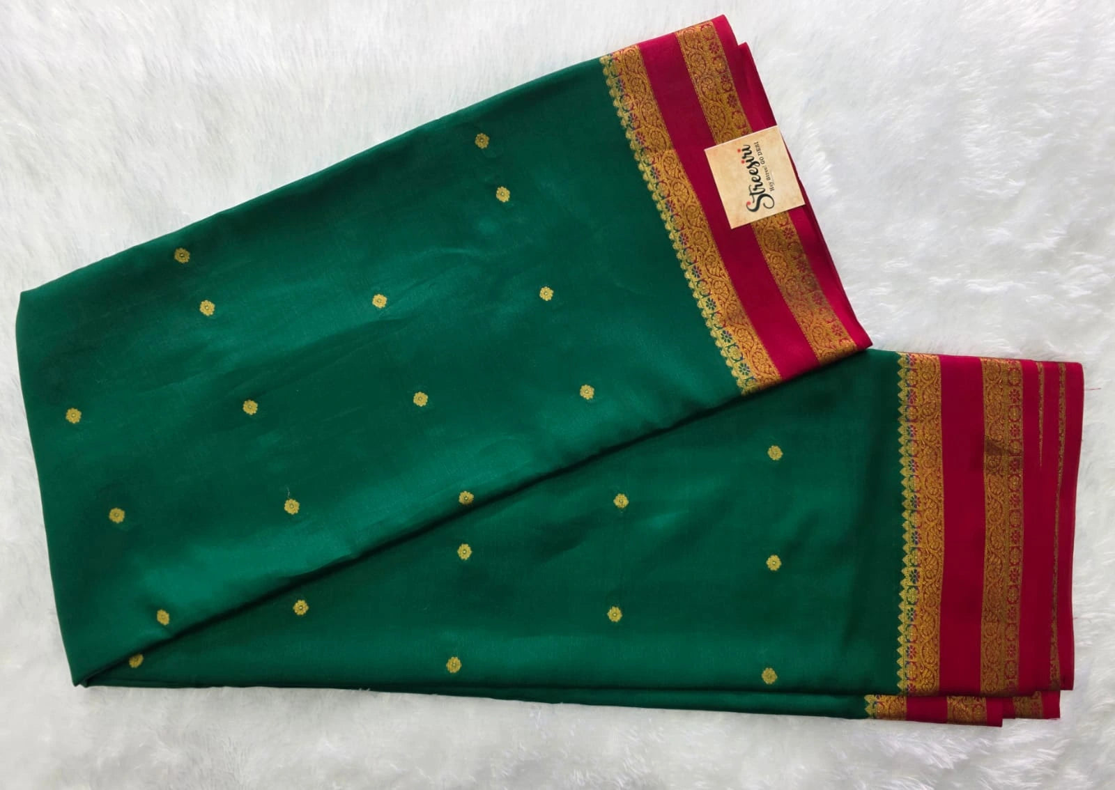 Pure Mysore Silk Green Red