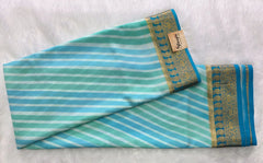 Pure Mysore Silk Stripes Ice Blue White