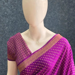 Pure Banarasi Crepe Silk Saree Self